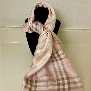 Burberry Soft Pink and Beige Plaid Scarf
